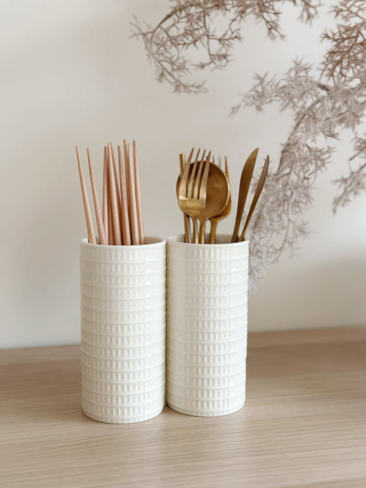 PRE-ORDER (13-19 May): Waffle Cylinder Cutlery Holder
