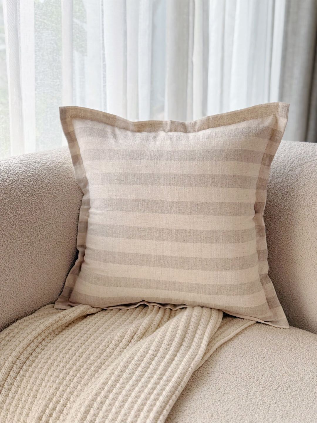 Soft Stripe Flange Cushion Cover