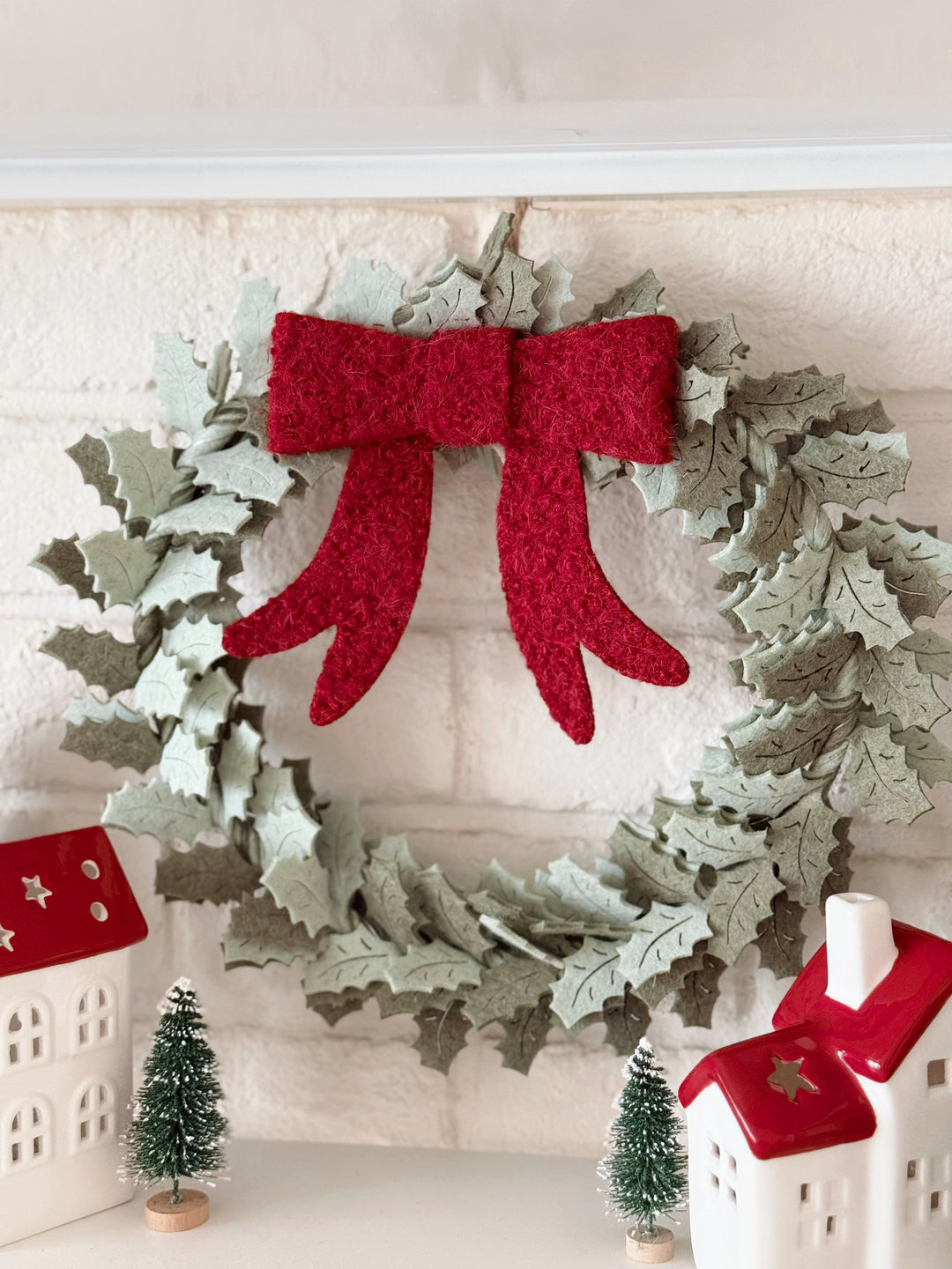 Holly Bow Christmas Wreath