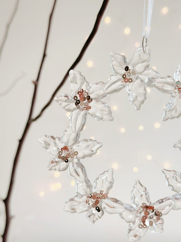 Glittering Floral Wreath Ornament