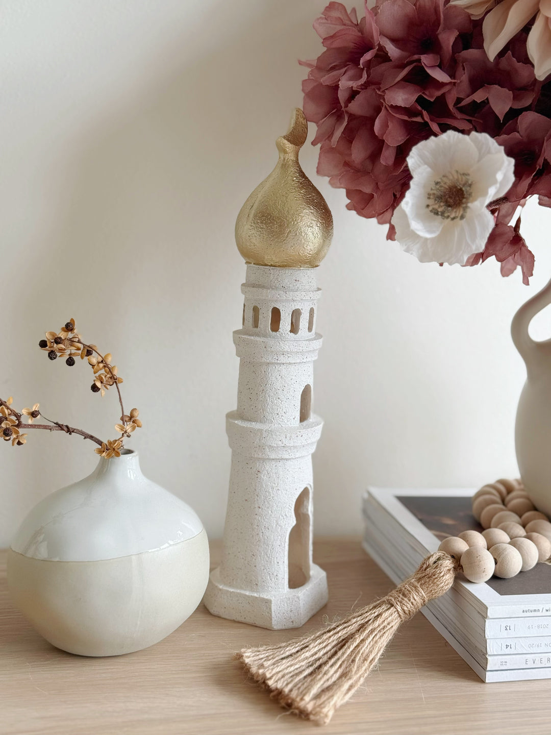 Golden Crescent Minaret Decor