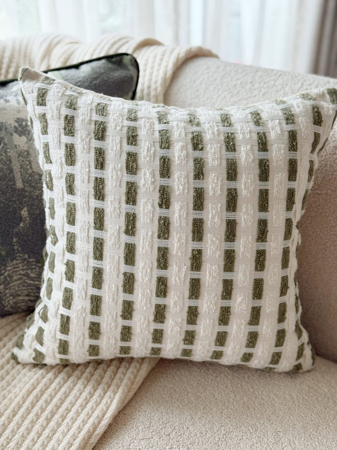 Sage Lattice Cushion Cover