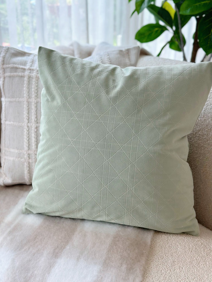 Pastel Mint Geometric Elegance Square Cushion Cover