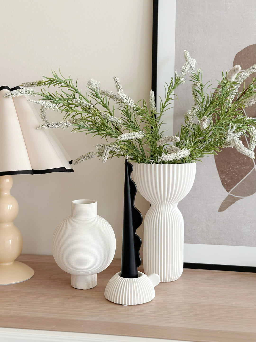 CeramiChalice Elegance: Fluted Porcelain Vase