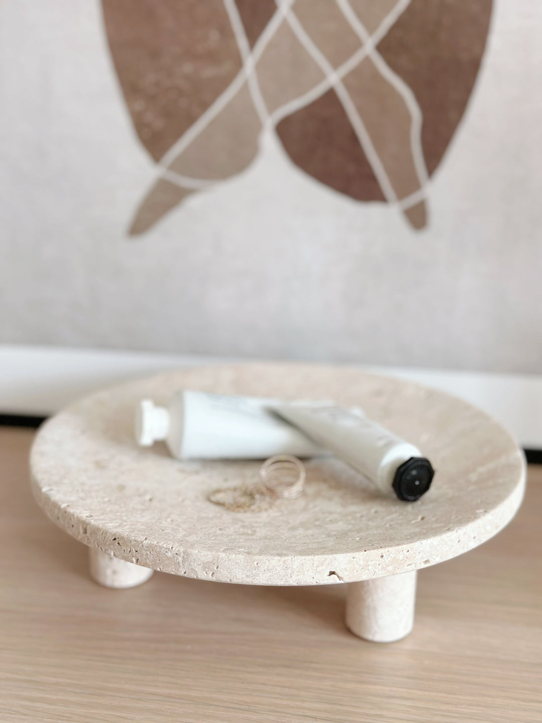 PRE-ORDER (9-15 May): Travertine Pedestal Round Tray
