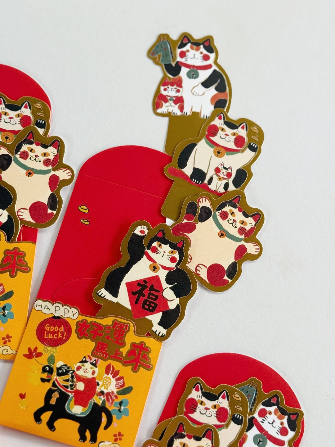 Lucky Cat Pull-Out Red Packet (set of 3)