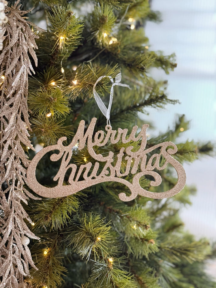 Champagne Luxe Merry Christmas Ornament