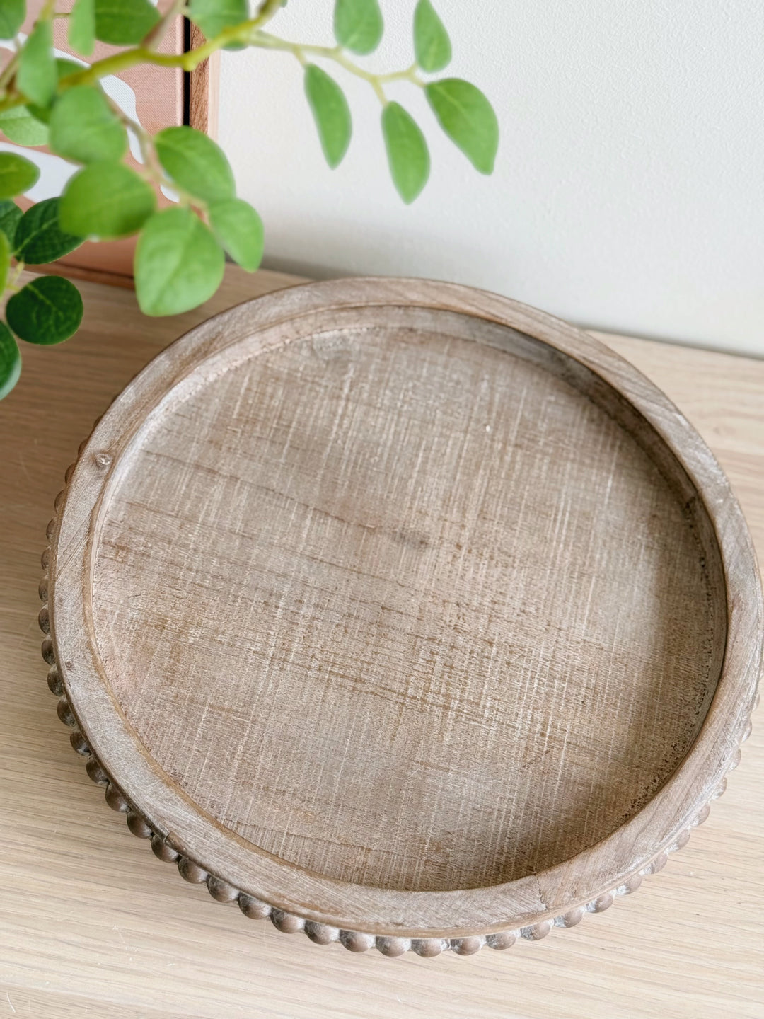 Vintage Beaded Wooden Pedestal Tray
