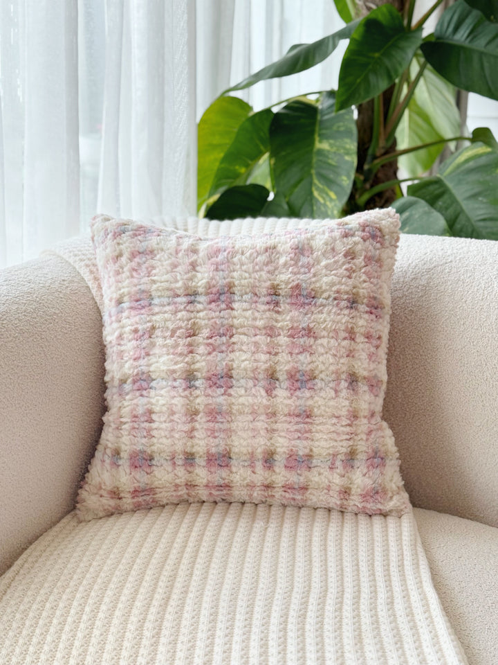 Blushloom Plush Check Cushion Cover