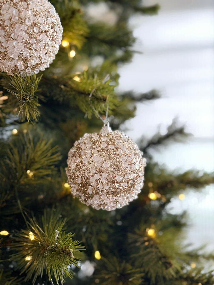 Champagne Sugar Sparkle 8cm Bauble Set (set of 4)