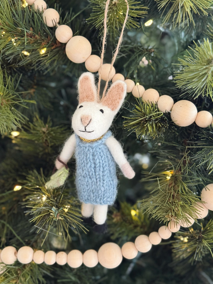Knitted Dress Bunny Felt Ornament