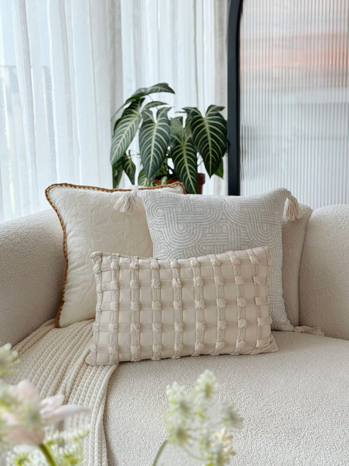 Bubble Grid Cream Latte Waist Cushion Cover