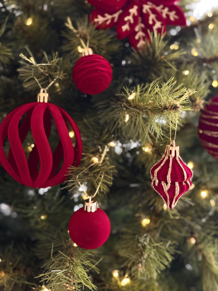 Ruby Wishes Velvet Christmas Ornament Set (set of 24)
