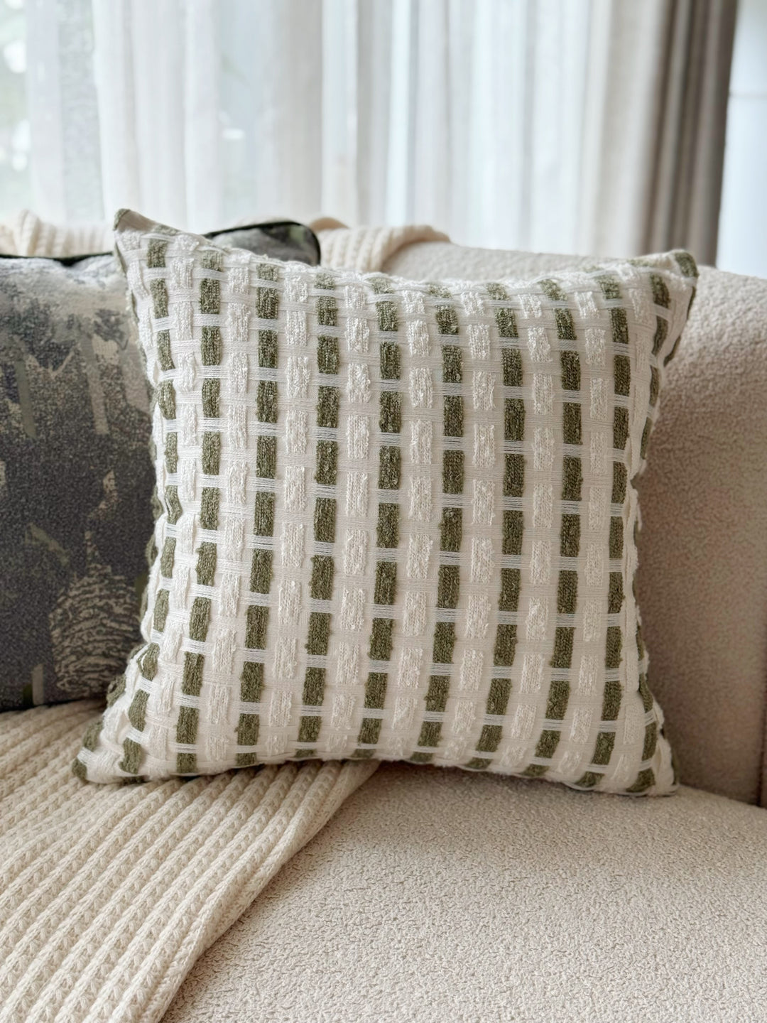 Sage Lattice Cushion Cover