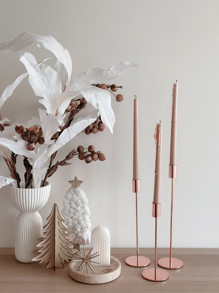 Serene Trio: Glamorous Rose Gold Minimalist Candle Holder