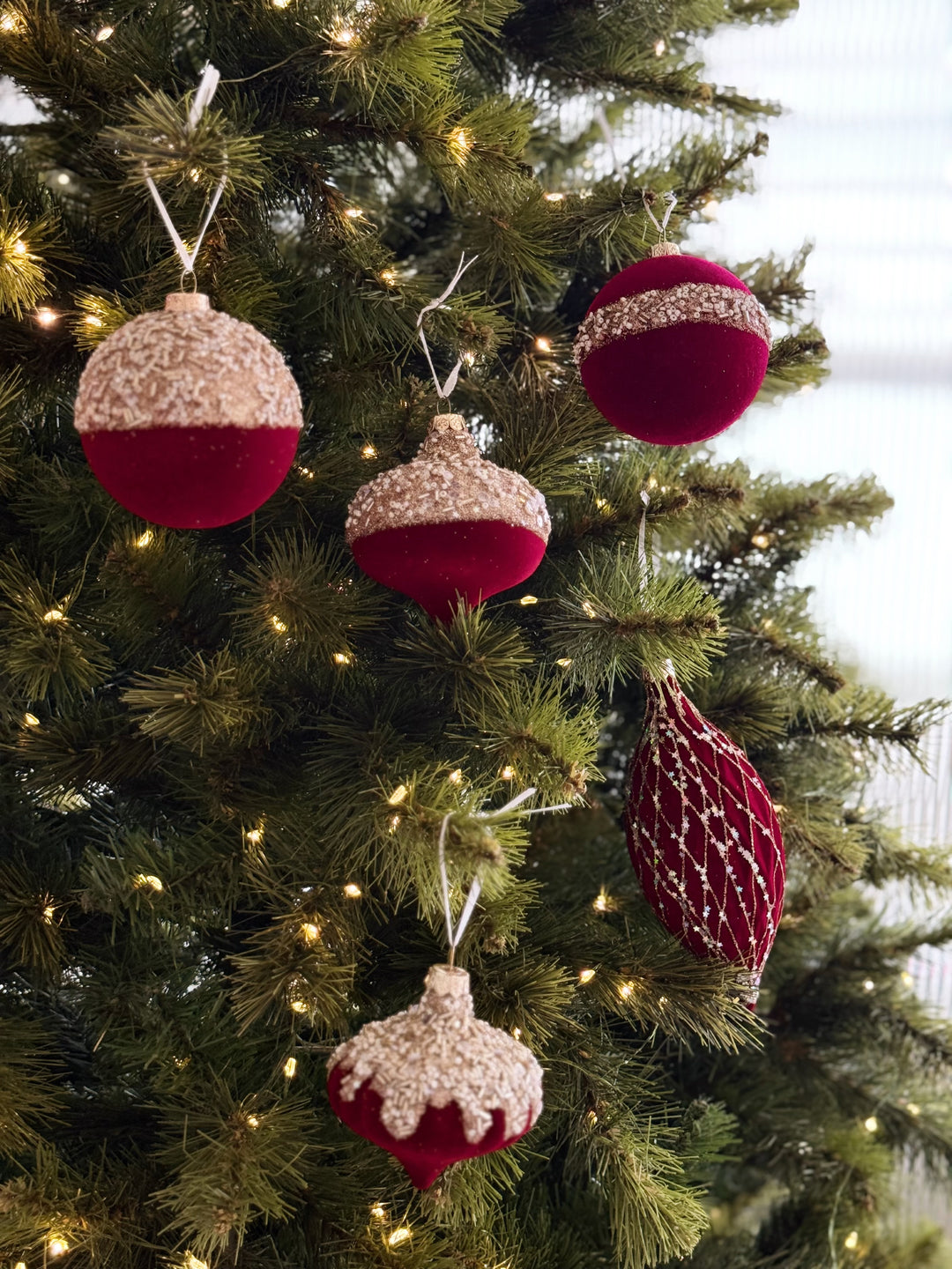 Burgundy Royale Velvet Christmas Bauble Set (set of 10)