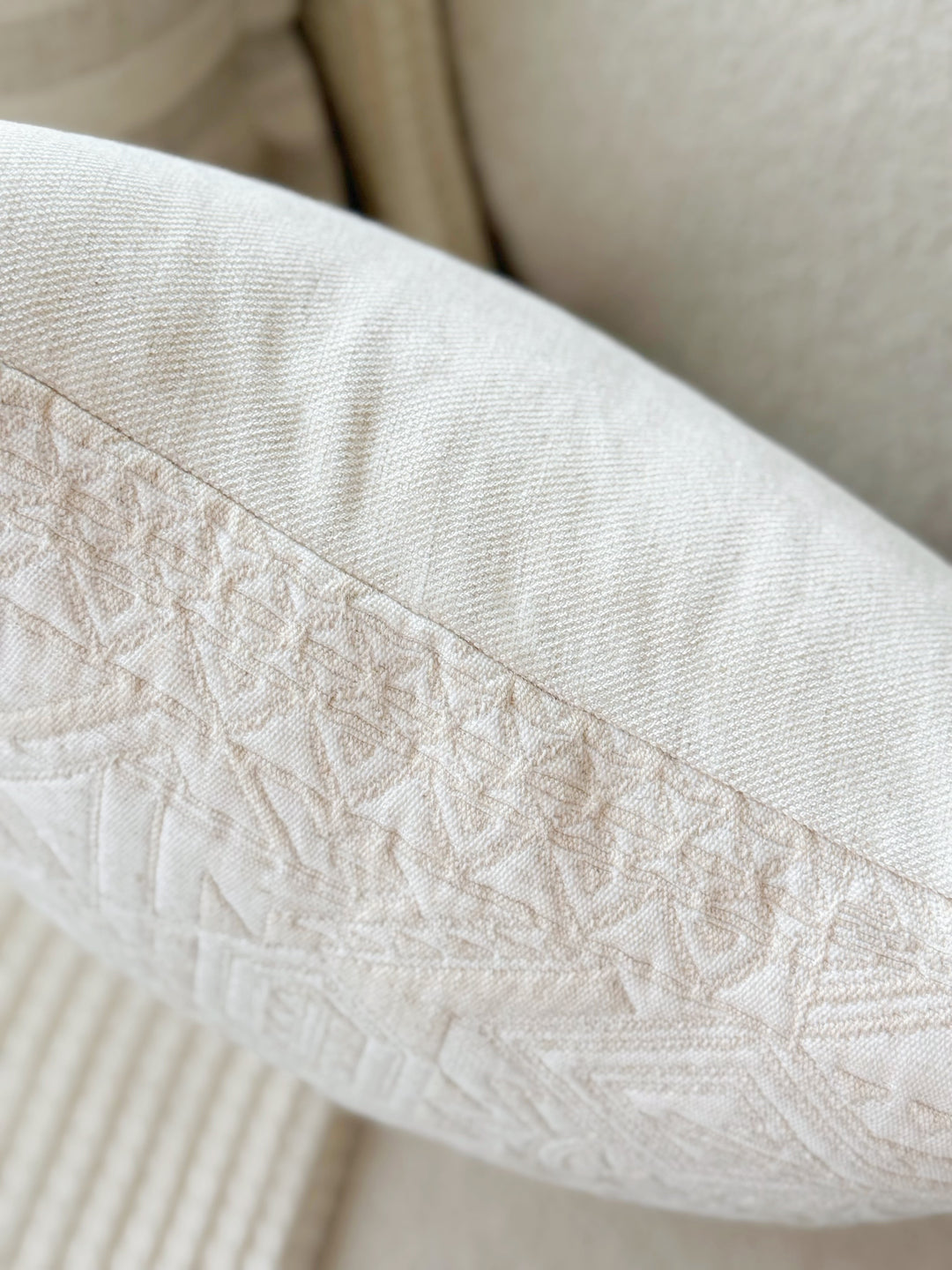 Ivory Etched Geometry Cushion Cover