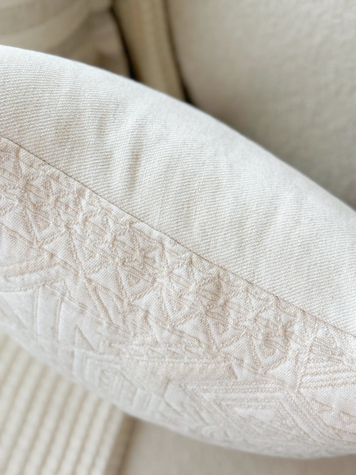 Ivory Etched Geometry Cushion Cover
