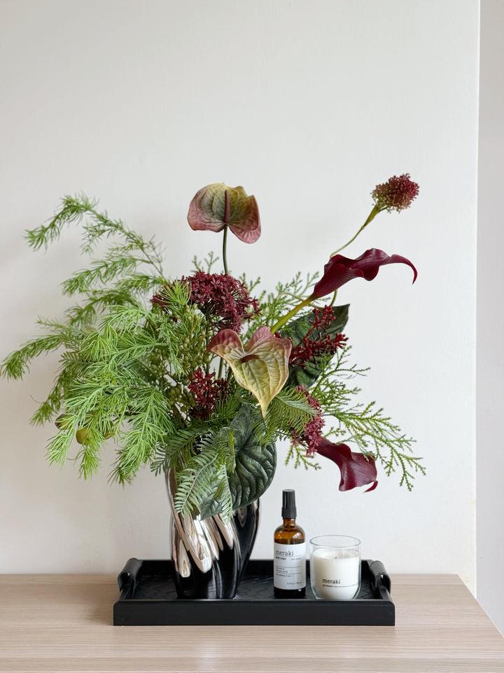 Evergreen & Merlot Harmony In The Vase Pot (1-sided)