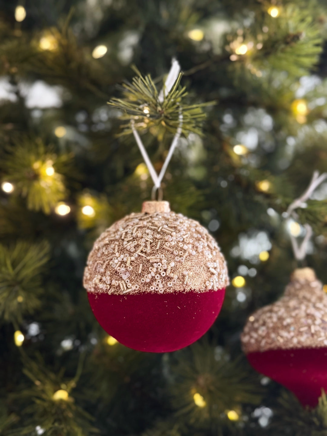 Burgundy Royale Velvet Christmas Bauble Set (set of 10)