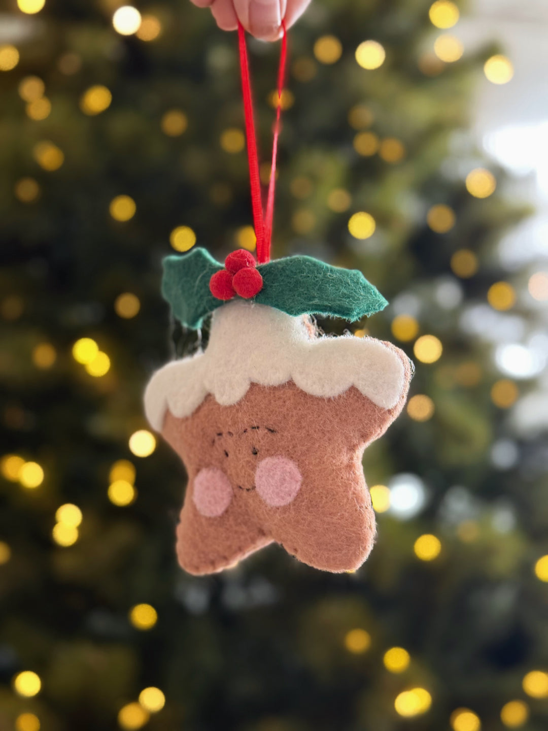 Frosted Gingerbread Star Felt Ornament