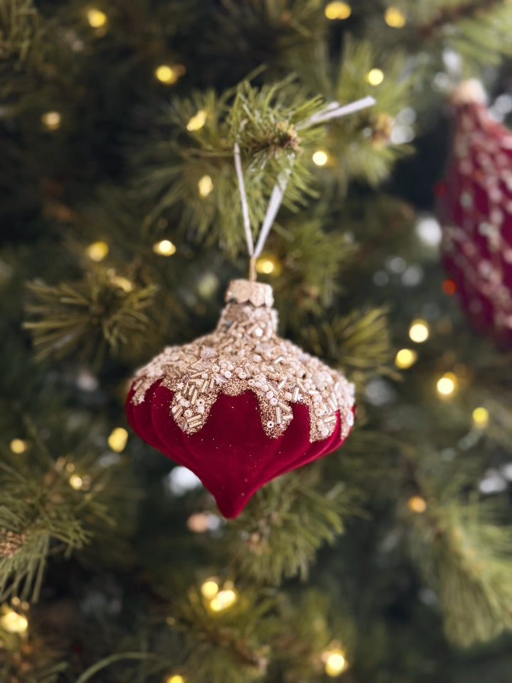 Burgundy Royale Velvet Christmas Bauble Set (set of 10)