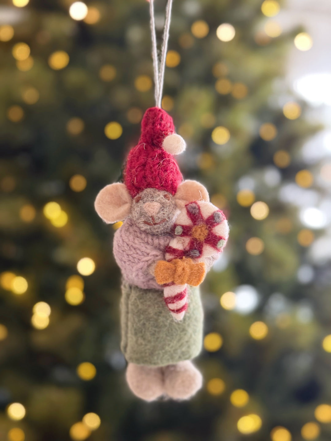 Lollipop Mouse Wool Felt Ornament