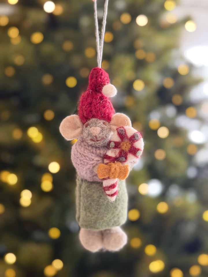 Lollipop Mouse Wool Felt Ornament