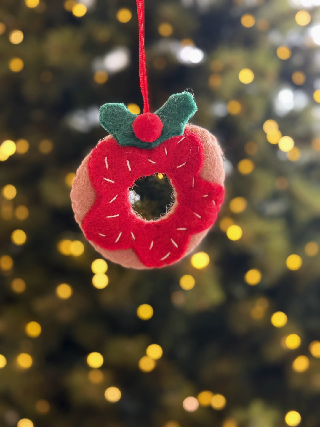 Christmas Sprinkle Doughnut Felt Ornament