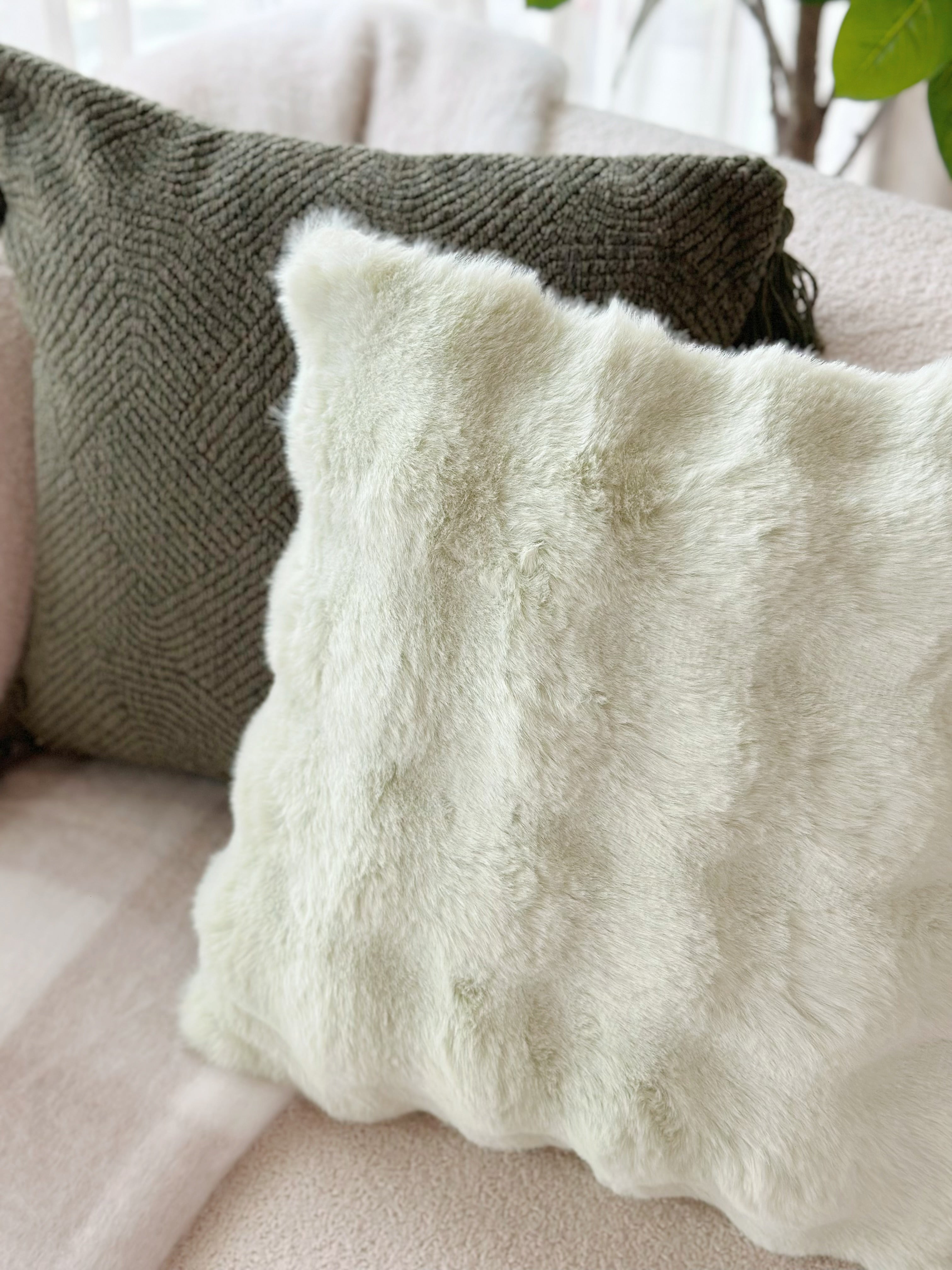 Sweet Pastel Mint Faux Mink Fur Cushion Cover 3LittlePicks