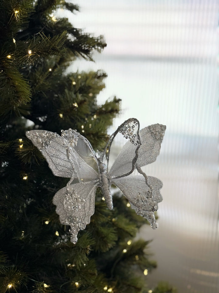 Silver Whisper Butterfly Ornament