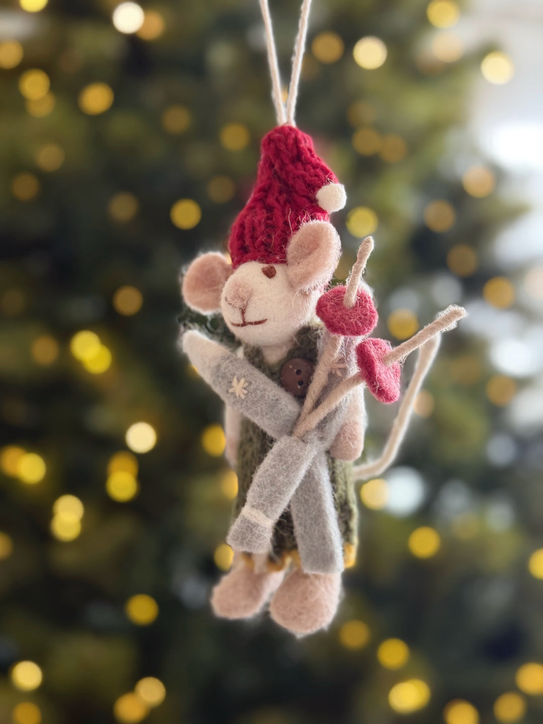 Ski Trip Mouse Wool Felt Ornament