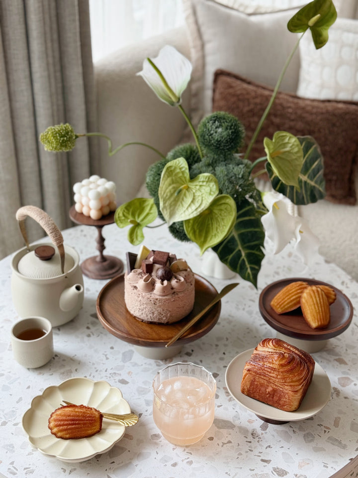 Walnut & Stone Dessert Pedestal