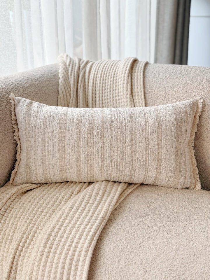 Ivory Fringe Texture Waist Cushion Cover