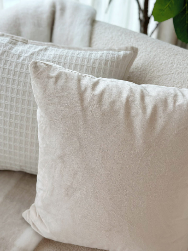 Cream Beige Velvet Square Cushion Cover