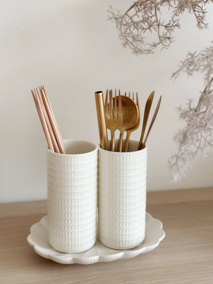 PRE-ORDER (13-19 May): Waffle Cylinder Cutlery Holder