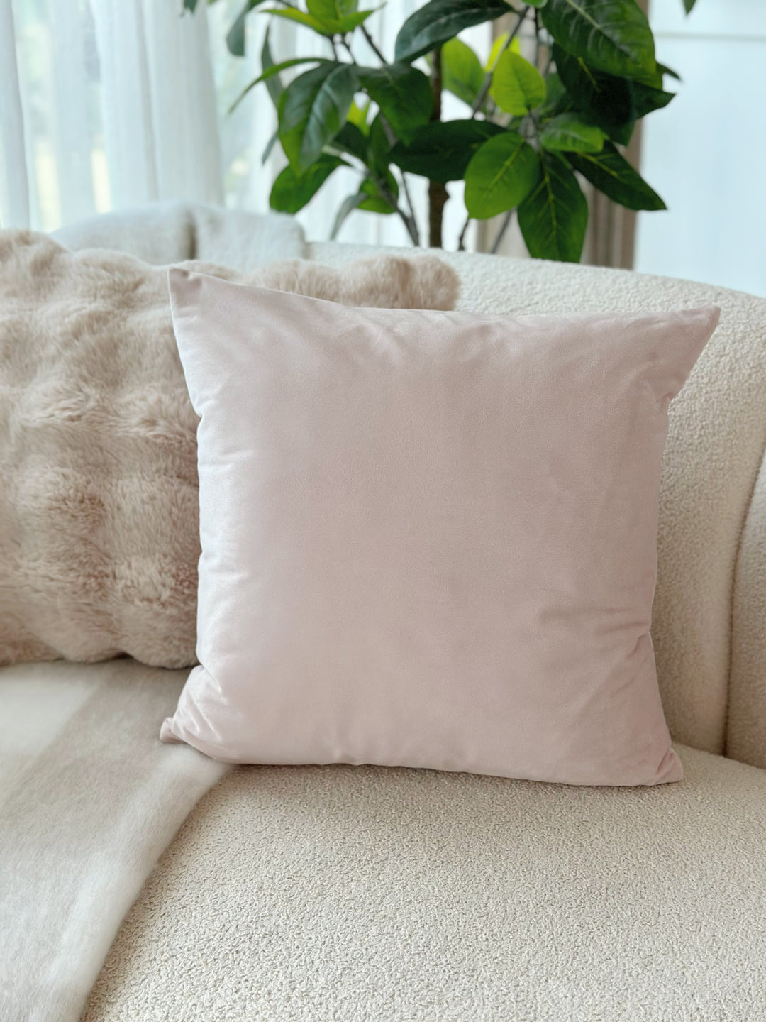 Dusty Light Pink Velvet Square Cushion Cover