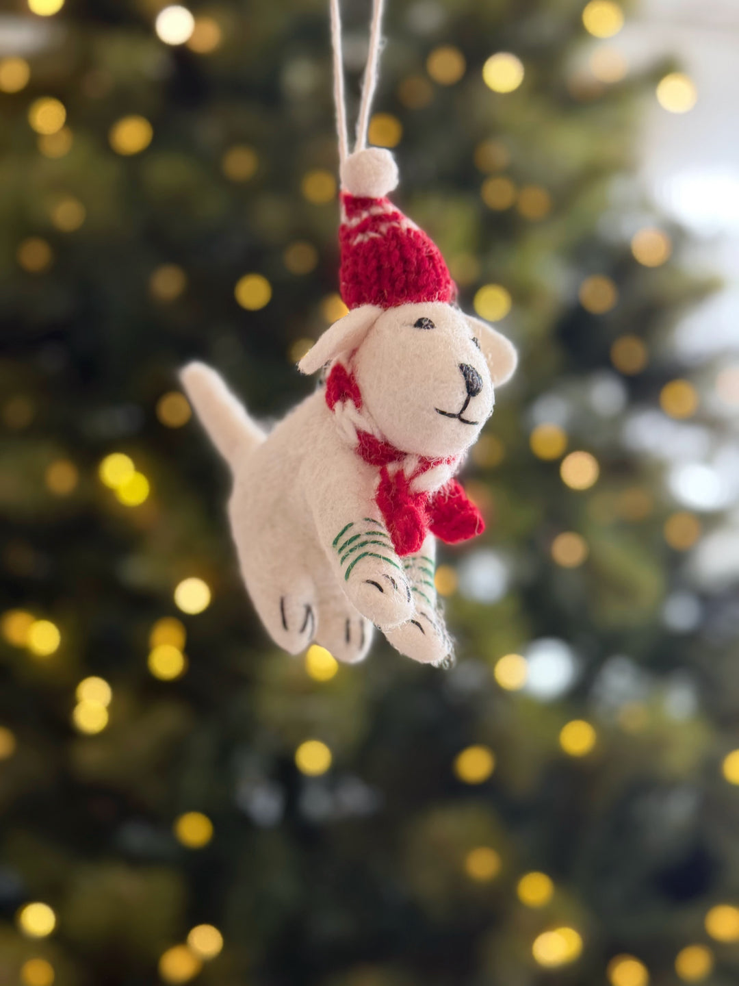 Snowy Winter Pup Wool Felt Ornament