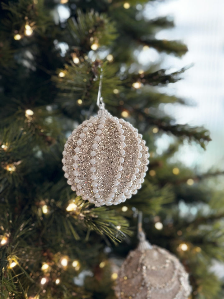 Champagne Glitter Elegance 8cm Bauble Set (set of 12)
