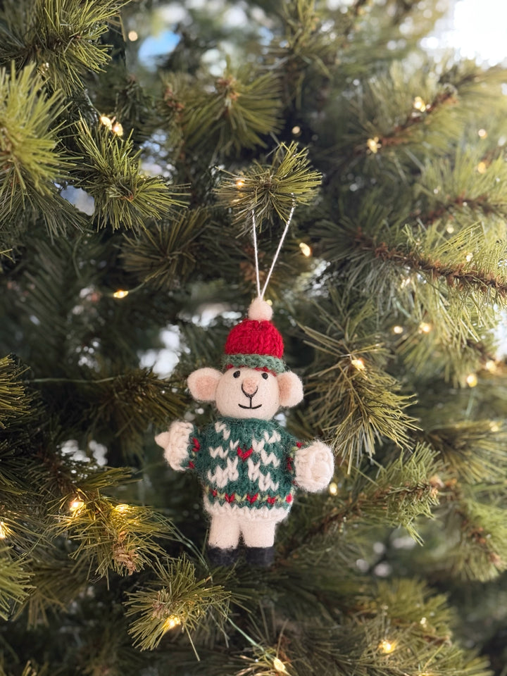 Mouse in Sweater Felt Ornament