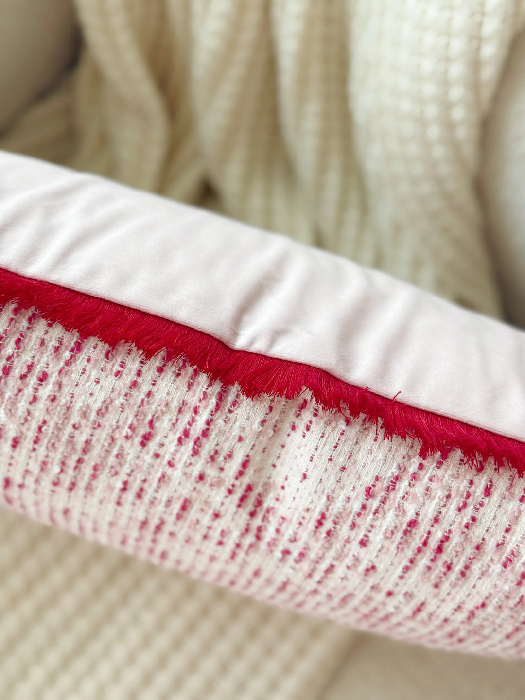 Blush Fleck Fringe Waist Cushion Cover