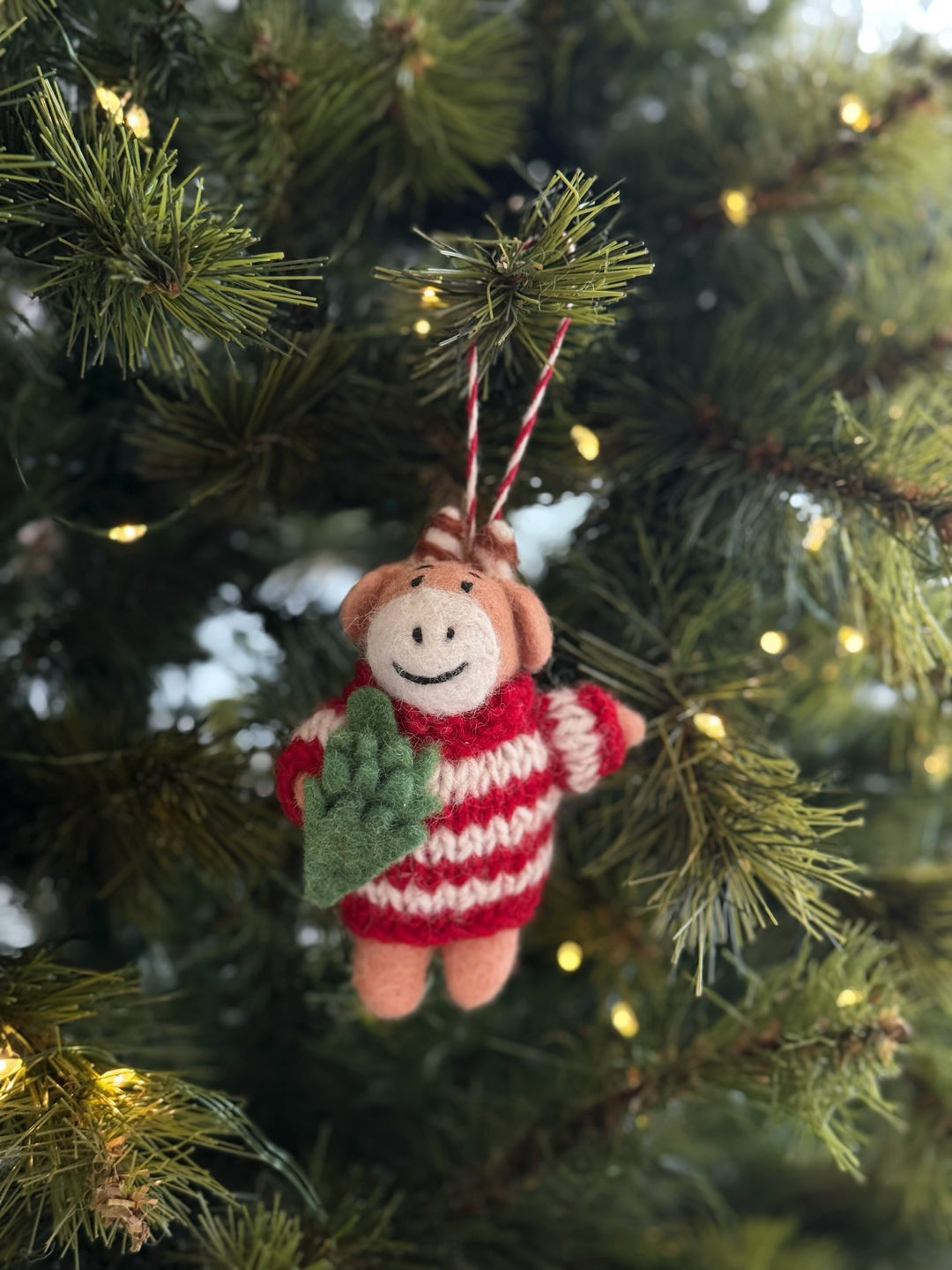 Cow in Sweater Felt Ornament