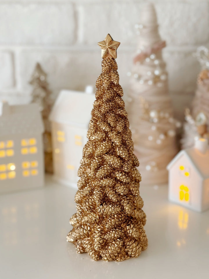 Golden Pinecone Christmas Tree