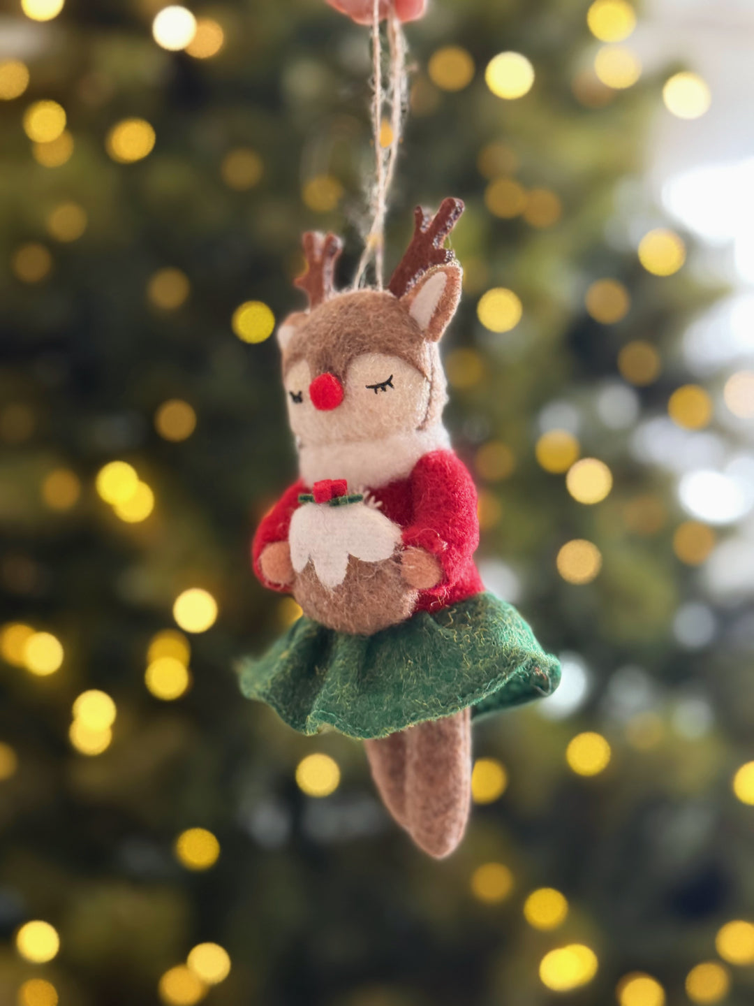 Christmas Pudding Reindeer Felt Ornament