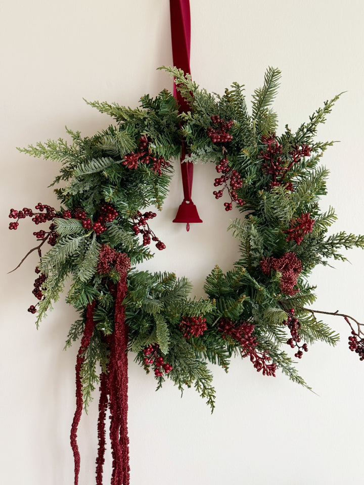 Burgundy Woodland Christmas Wreath