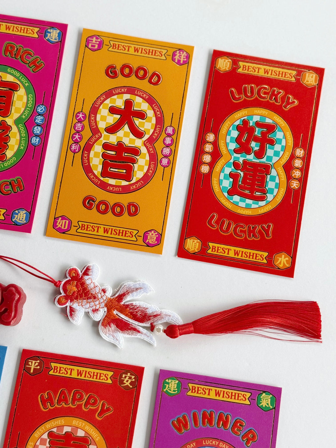 Bold Wishes Typography Red Packet Set (Set of 6)