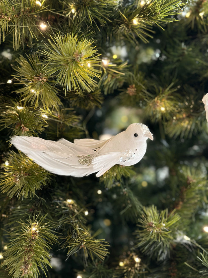 PRE-ORDER (15-21 Oct): Snowy Elegance Bird Clip Ornaments (pair)