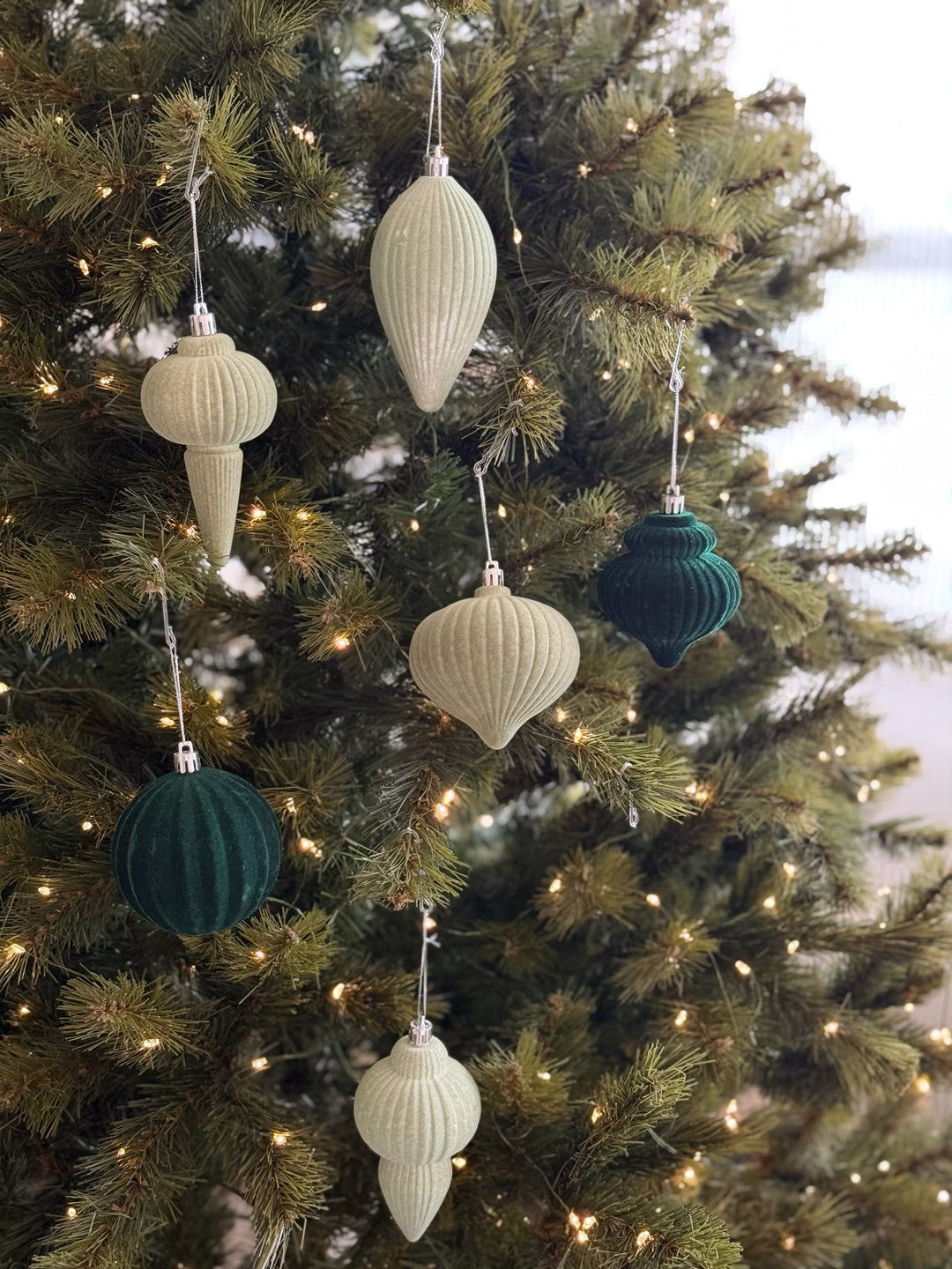 Velvet Evergreen Ornament Set (Set of 6)