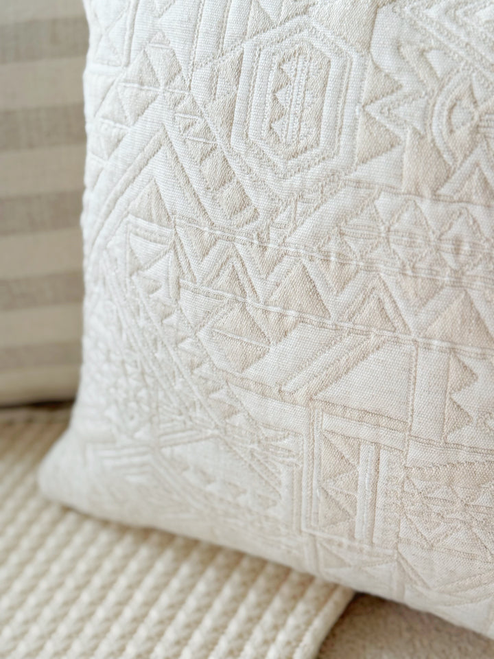 Ivory Etched Geometry Cushion Cover