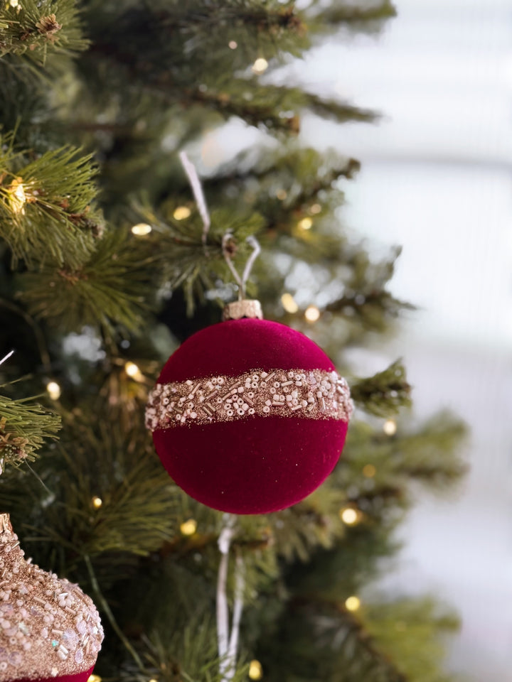 Burgundy Royale Velvet Christmas Bauble Set (set of 10)